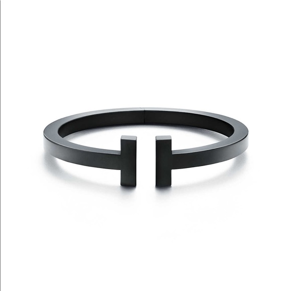 Tiffany Black Steel T Bar Bangle Bracelet - Picture 1 of 2